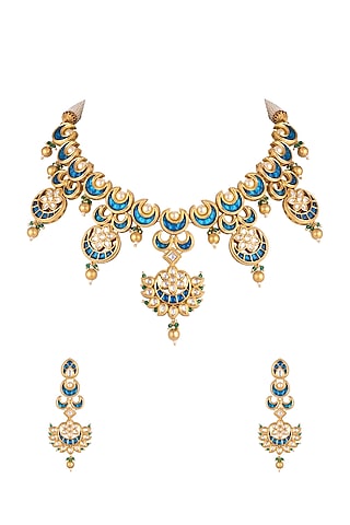 Gold Plated Pearl Necklace Set by Rhmmya