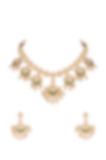 Gold Plated Chand Motif Necklace Set by Rhmmya
