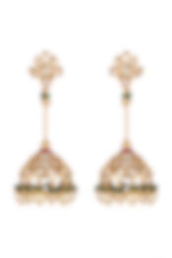 Gold Plated Kundan Earrings by Rhmmya