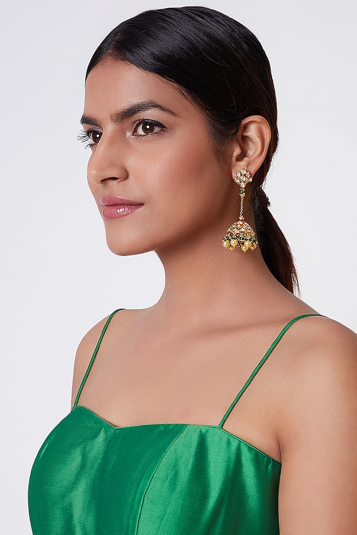 Gold Plated Kundan Earrings by Rhmmya at Pernia's Pop Up Shop