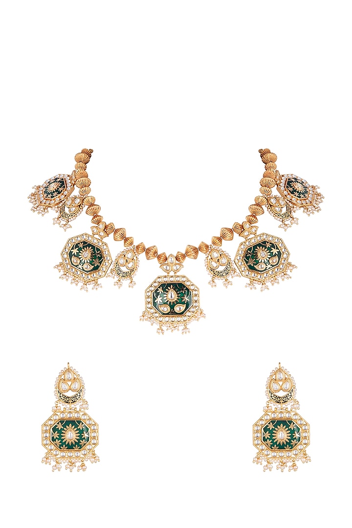 Gold Plated Necklace Set With Chakapra Balls by Rhmmya