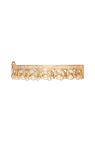 Gold Plated Bangles With Chaand Motifs by Rhmmya