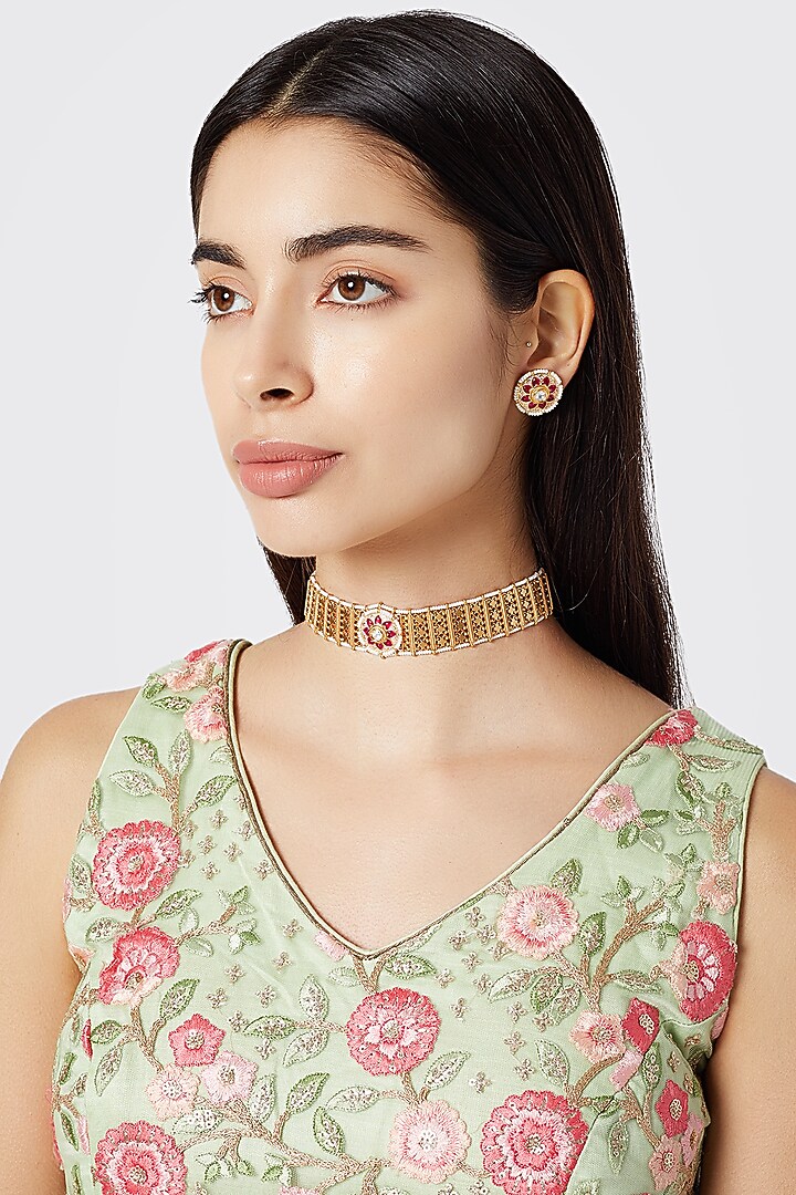 Gold Plated Choker Necklace Set by Rhmmya at Pernia's Pop Up Shop
