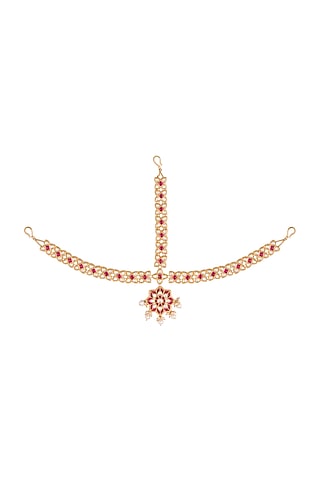 Gold Plated Stone Maang Tikka by Rhmmya