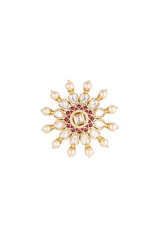 Gold Plated Kundan Ring by Rhmmya