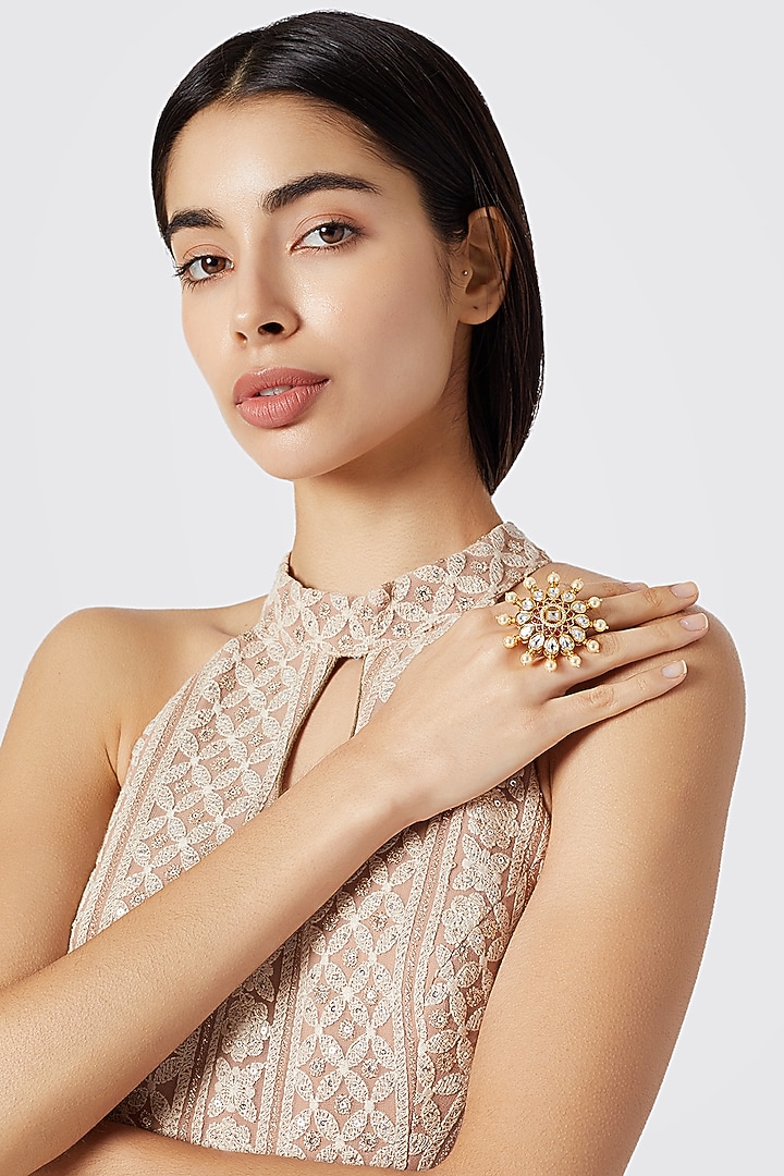 Gold Plated Kundan Ring by Rhmmya at Pernia's Pop Up Shop