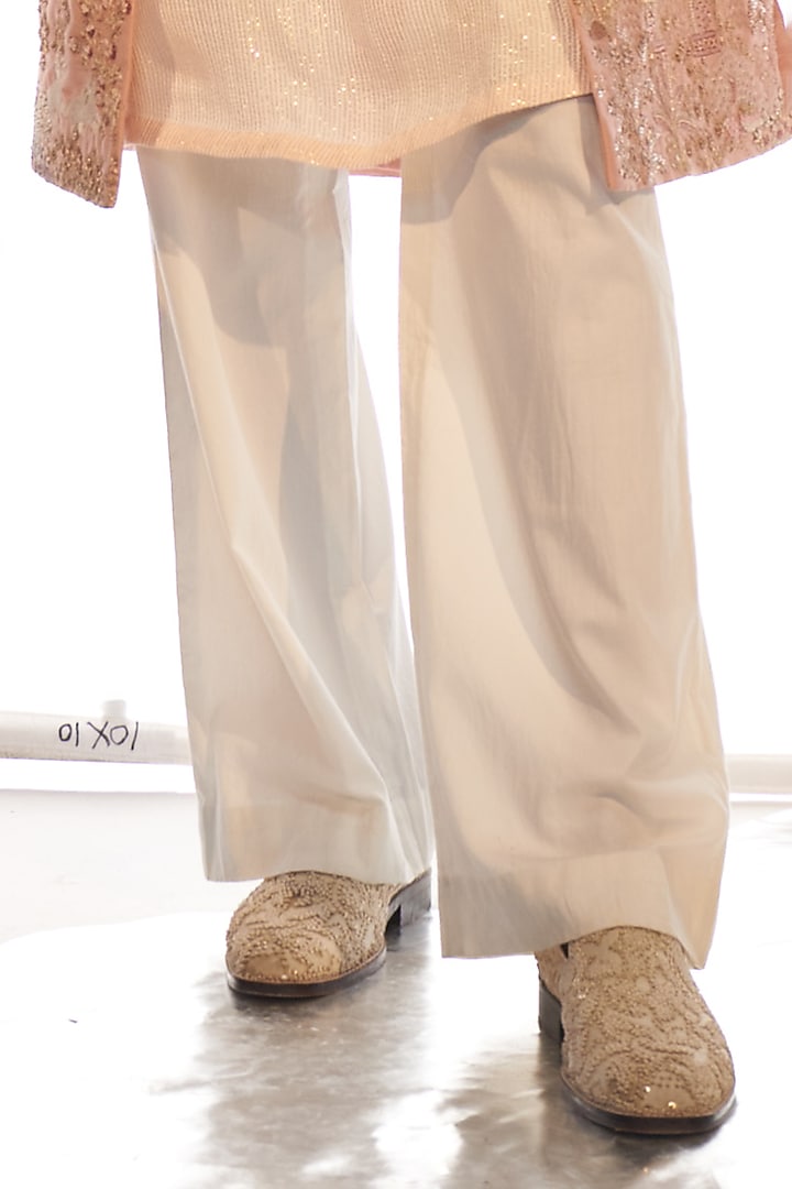 Rose Pink Hand Embroidered Groom Sherwani Set by Rahul Mishra Men at Pernia's Pop Up Shop