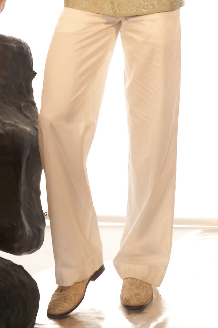 Mint Raw Silk Hand Embroidered Groom Bandhgala Set by Rahul Mishra Men at Pernia's Pop Up Shop