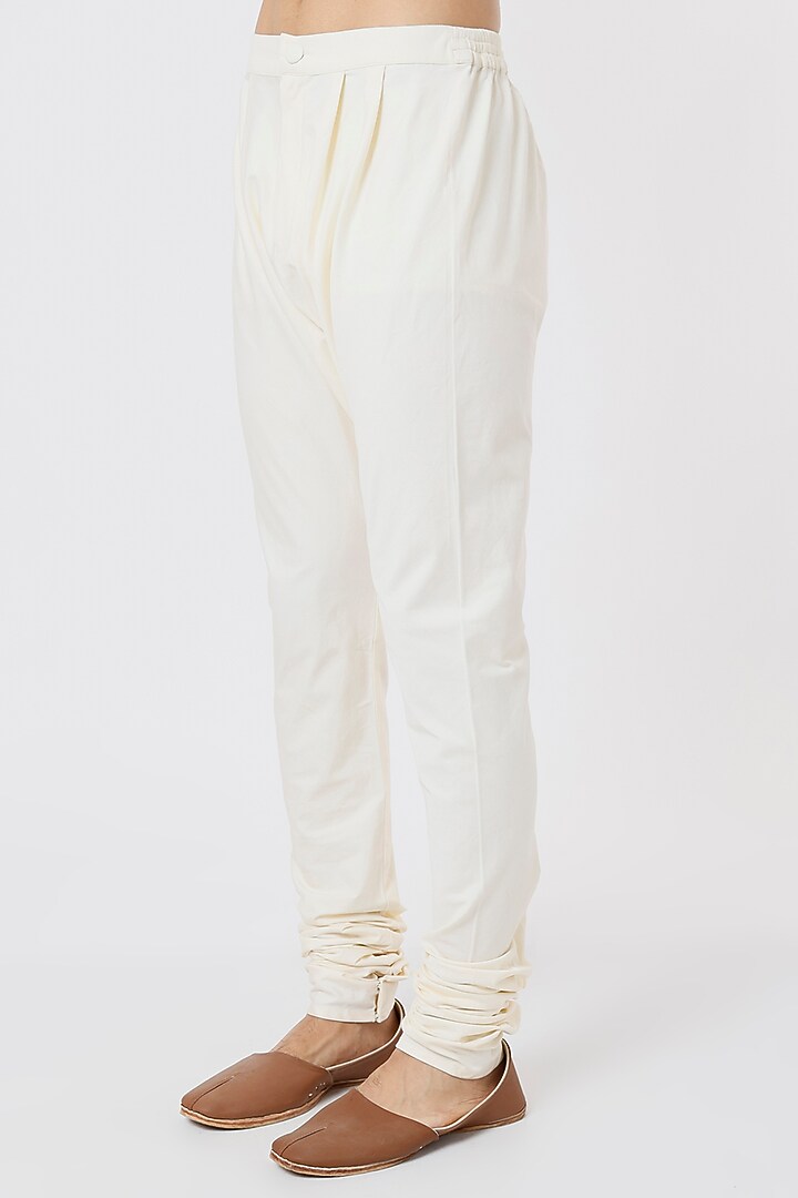 Ivory Cotton & Dupion Silk Hand Embroidered Groom Sherwani Set by Rahul Mishra Men at Pernia's Pop Up Shop