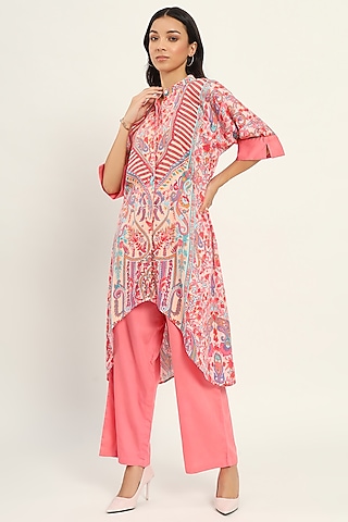 Multi-Colored Cotton Printed Kurta Set by Ruhr India