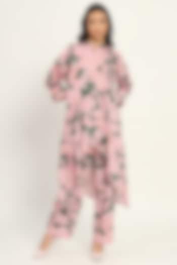 Multi-Colored Cotton Floral Printed Asymmetric Kurta Set by Ruhr India at Pernia's Pop Up Shop