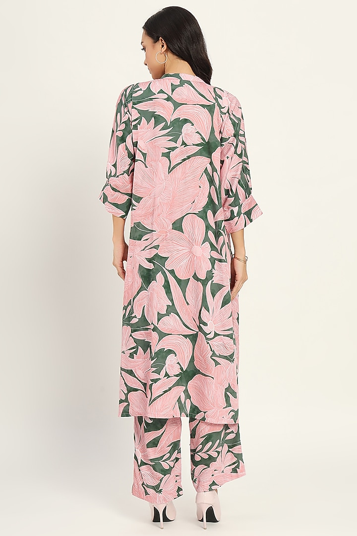 Multi-Colored Cotton Floral Printed Asymmetric Kurta Set by Ruhr India at Pernia's Pop Up Shop