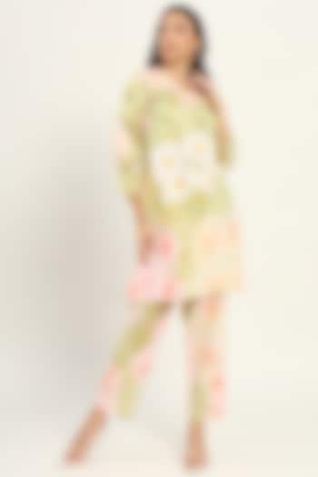 Multi-Colored Cotton Printed A-Line Kurta Set by Ruhr India at Pernia's Pop Up Shop