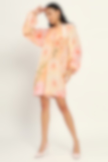 Multi-Colored Crepe Floral Printed Mini Summer Dress by Ruhr India at Pernia's Pop Up Shop