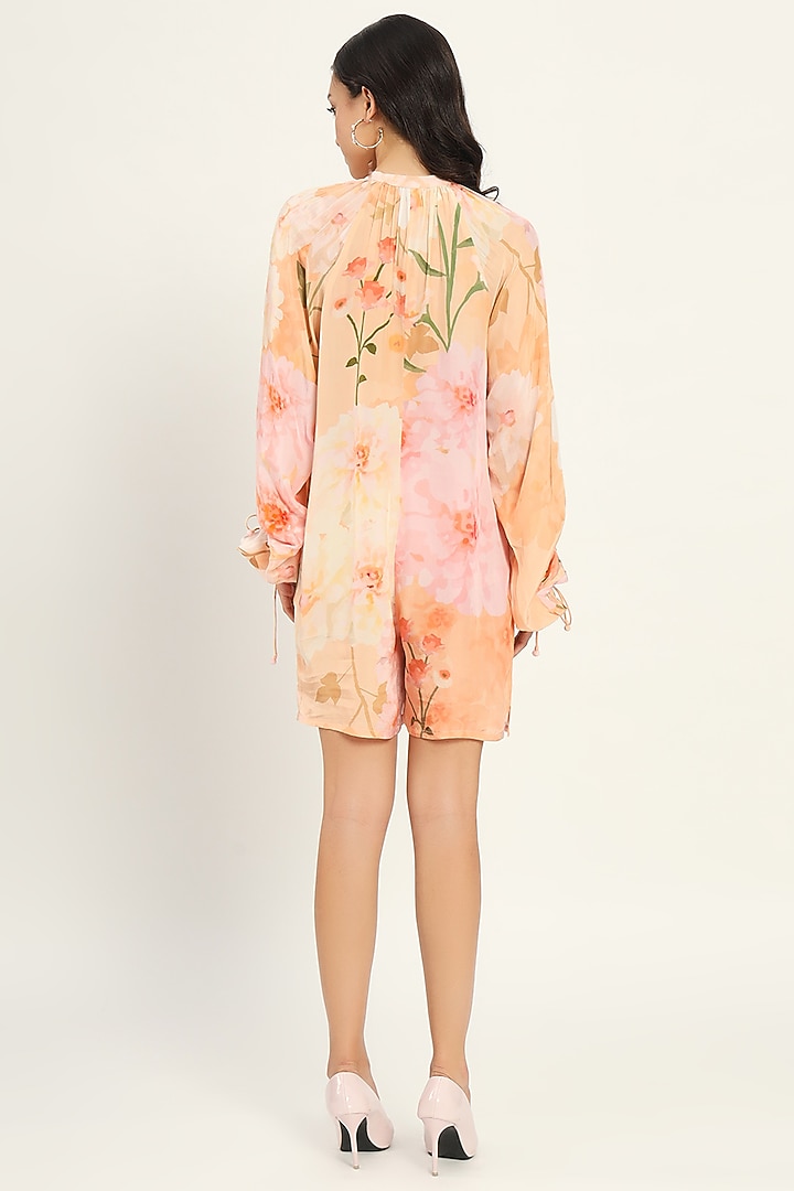 Multi-Colored Crepe Floral Printed Mini Summer Dress by Ruhr India at Pernia's Pop Up Shop