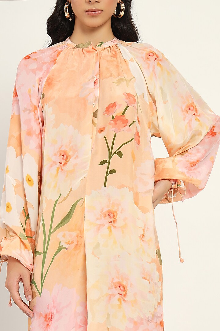 Multi-Colored Crepe Floral Printed Mini Summer Dress by Ruhr India at Pernia's Pop Up Shop