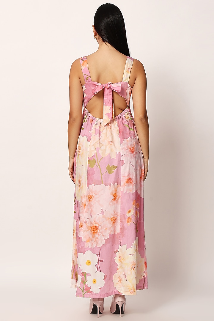 Multi-Colored Cotton Floral Printed A-Line Maxi Summer Dress by Ruhr India at Pernia's Pop Up Shop
