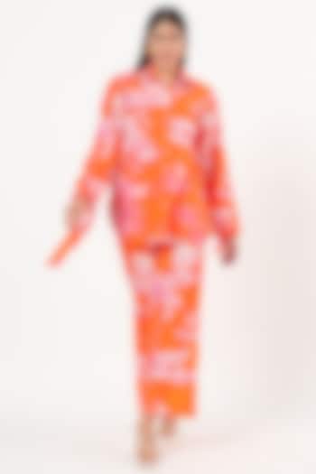 Orange Cotton Printed Co-Ord Set by Ruhr India at Pernia's Pop Up Shop