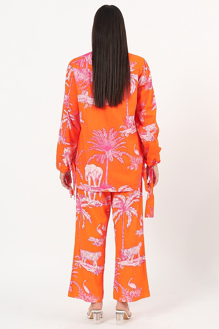 Orange Cotton Printed Co-Ord Set by Ruhr India at Pernia's Pop Up Shop