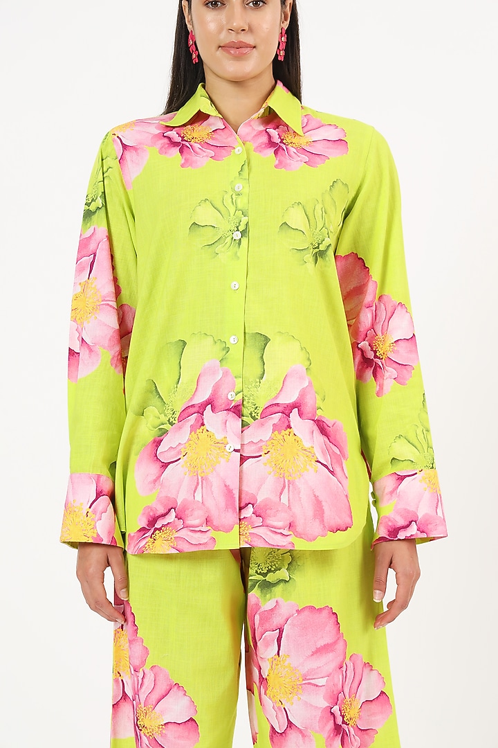 Green Cotton Printed Co-Ord Set by Ruhr India at Pernia's Pop Up Shop