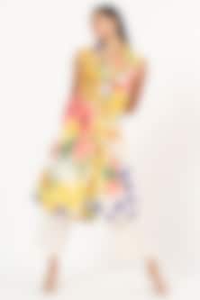Multi-Colored Cotton Keiko Printed Blazer Dress by Ruhr India