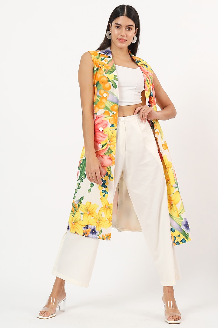 Multi-Colored Cotton Keiko Printed Blazer Summer Dress by Ruhr India at Pernia's Pop Up Shop