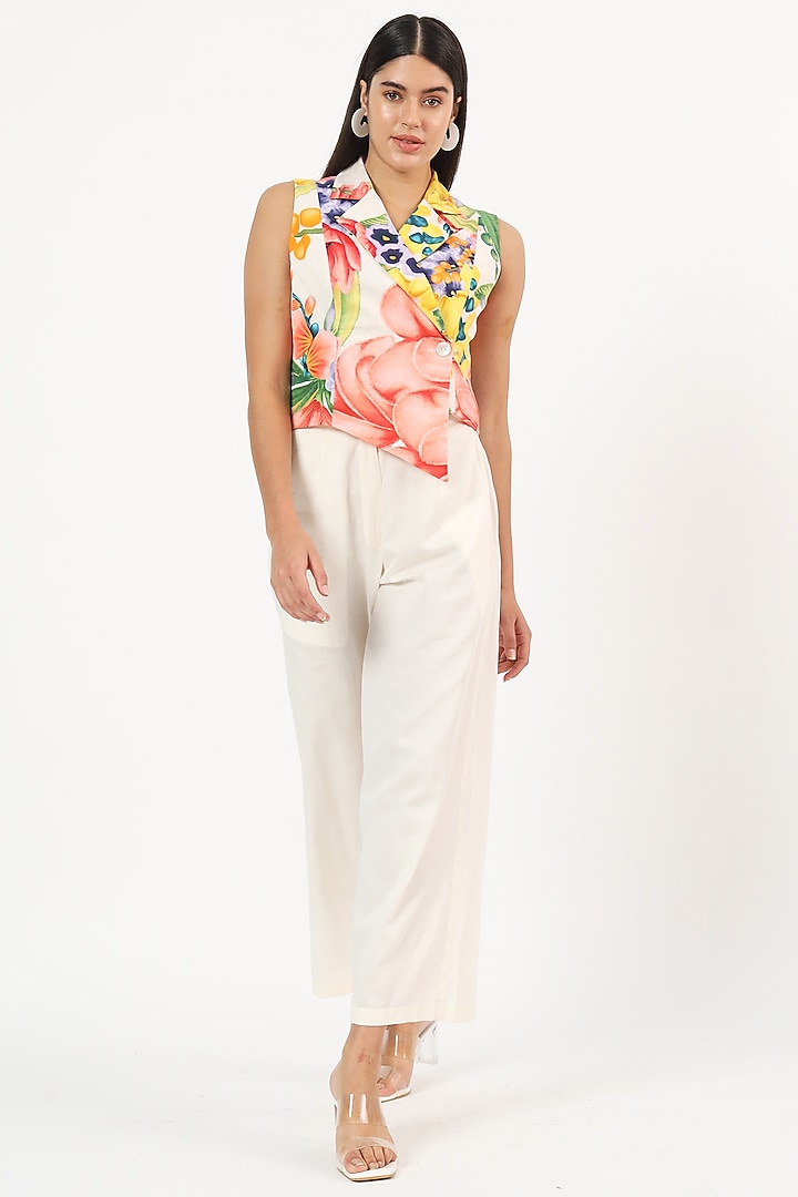 Multi-Colored Cotton Keiko Printed Waistcoat by Ruhr India at Pernia's Pop Up Shop