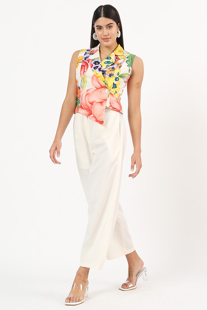 Multi-Colored Cotton Keiko Printed Waistcoat by Ruhr India at Pernia's Pop Up Shop