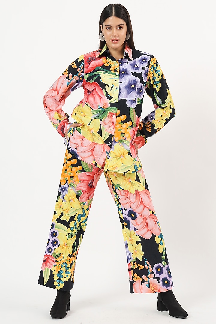 Multi-Colored Cotton Floral Printed Co-Ord Set by Ruhr India at Pernia's Pop Up Shop
