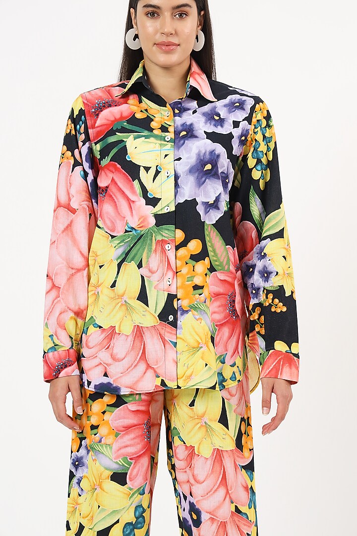 Multi-Colored Cotton Floral Printed Co-Ord Set by Ruhr India at Pernia's Pop Up Shop