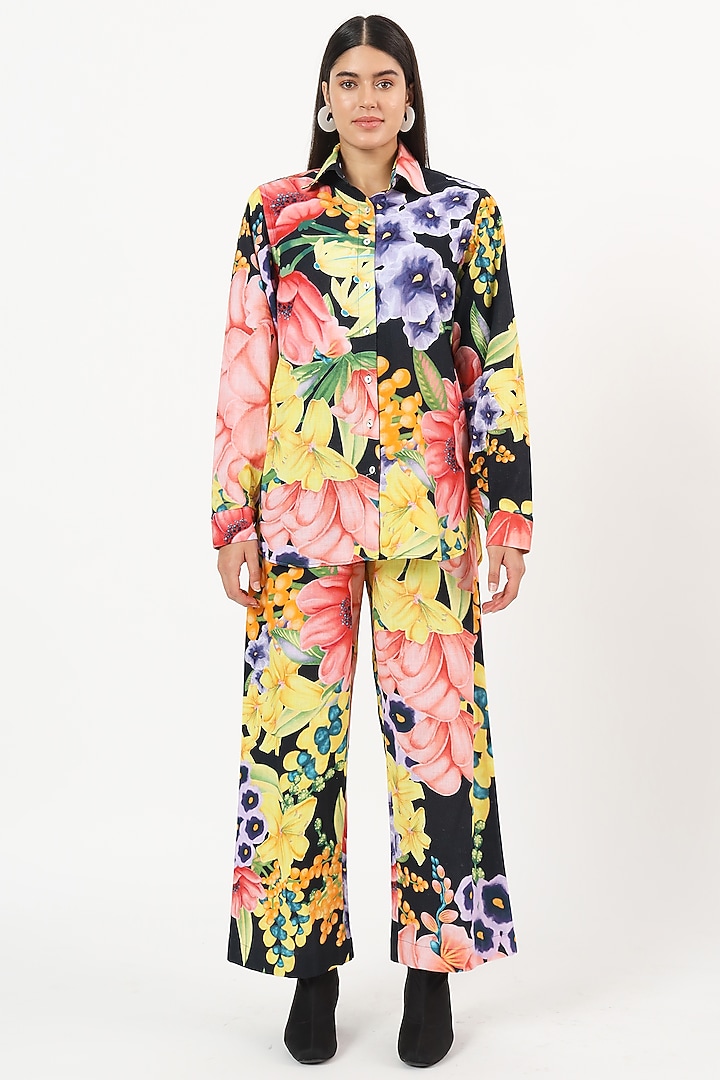 Multi-Colored Cotton Floral Printed Co-Ord Set by Ruhr India at Pernia's Pop Up Shop
