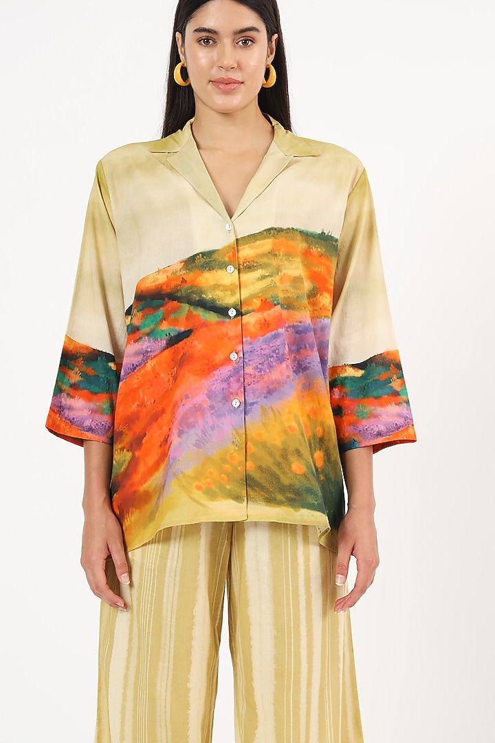 Multi-Colored Cotton Scenery Printed Co-Ord Set by Ruhr India at Pernia's Pop Up Shop
