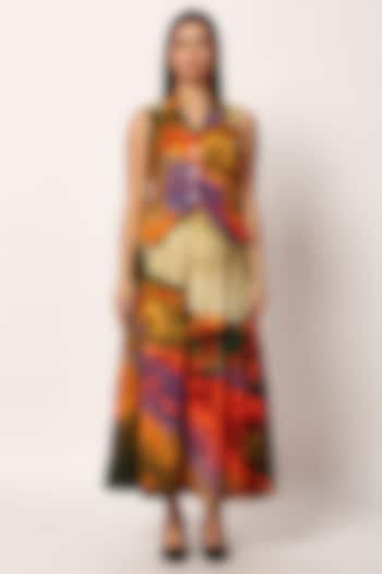 Multi-Colored Cotton Printed A-Line Skirt Set by RUHR INDIA at Pernia's Pop Up Shop