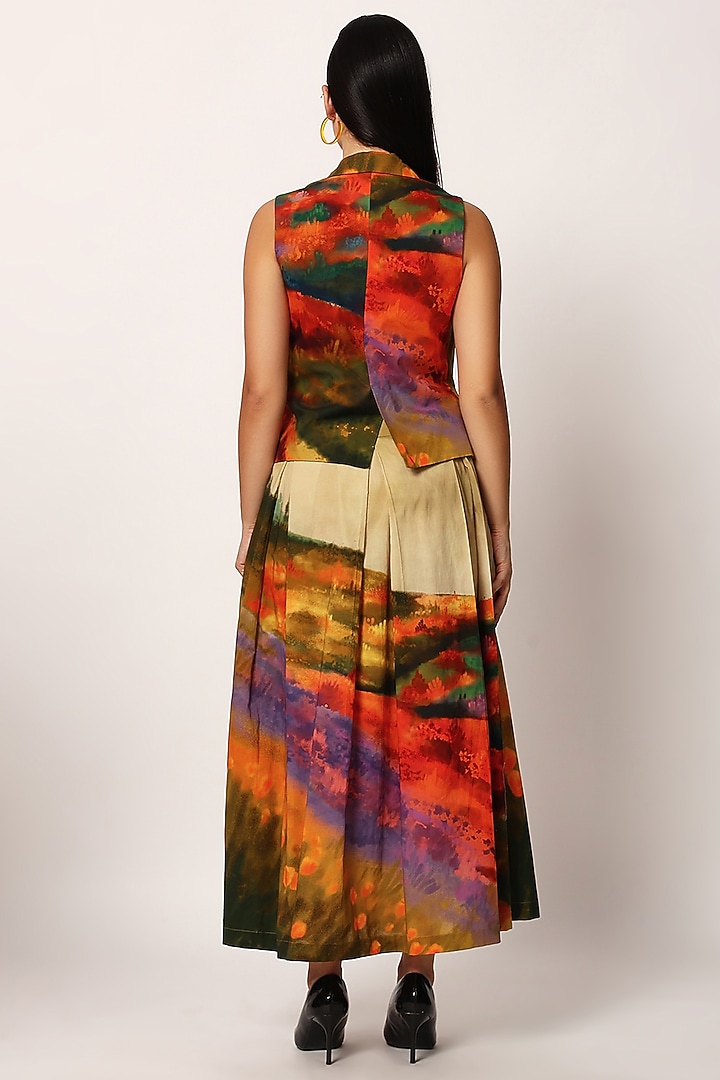 Multi-Colored Cotton Printed A-Line Skirt Set by RUHR INDIA at Pernia's Pop Up Shop