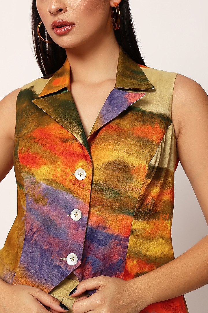 Multi-Colored Cotton Printed A-Line Skirt Set by RUHR INDIA at Pernia's Pop Up Shop