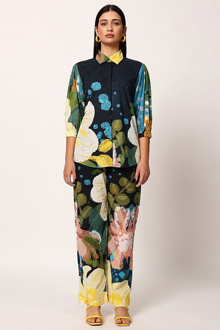 Multi-Colored Cotton Floral Printed Co-Ord Set by RUHR INDIA at Pernia's Pop Up Shop