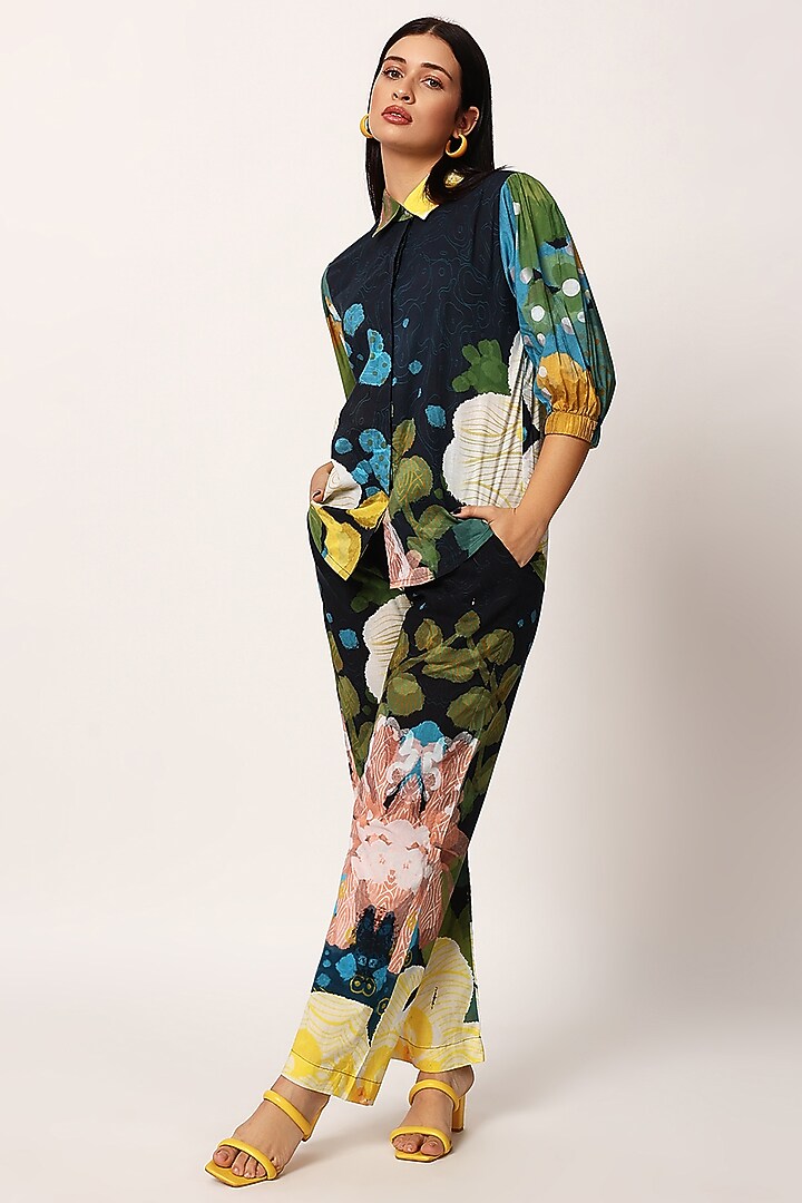 Multi-Colored Cotton Floral Printed Co-Ord Set by RUHR INDIA at Pernia's Pop Up Shop