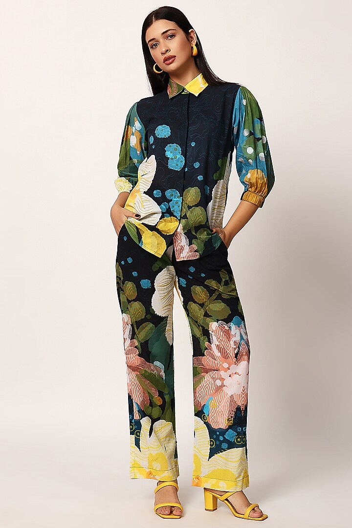 Multi-Colored Cotton Floral Printed Co-Ord Set by RUHR INDIA at Pernia's Pop Up Shop