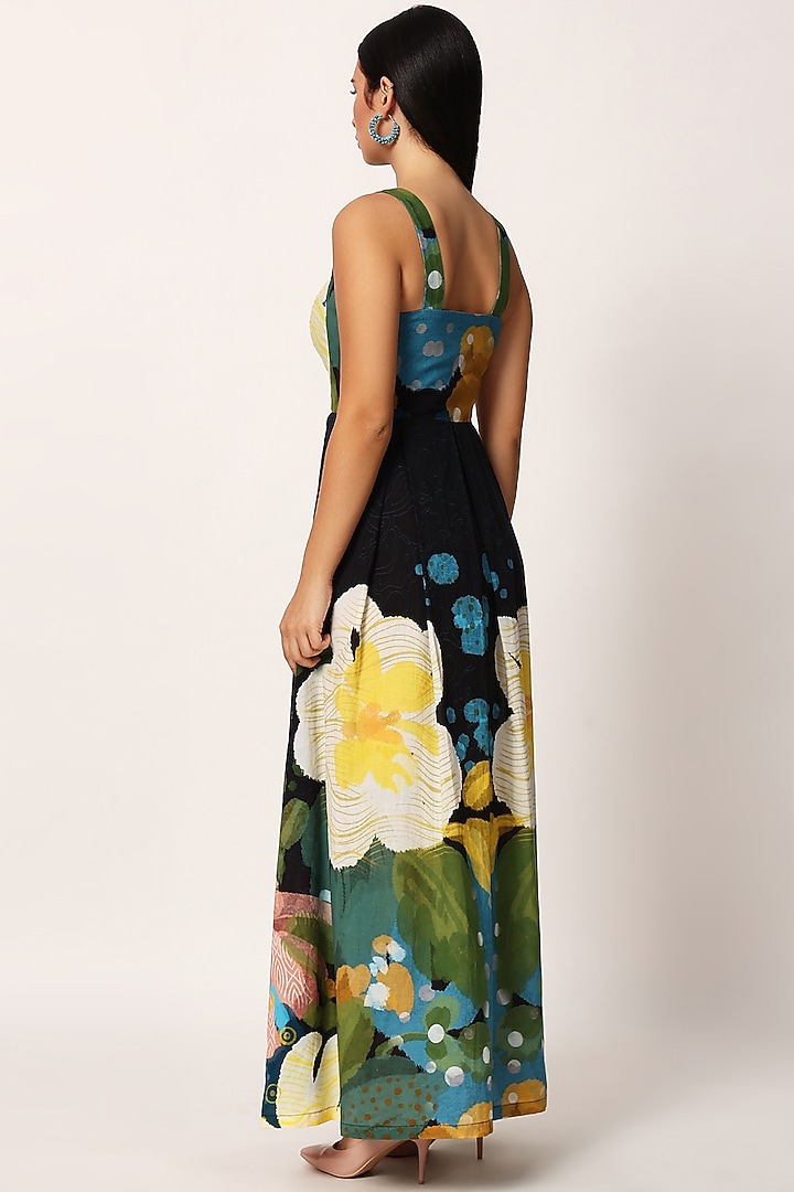 Multi-Colored Cotton Floral Printed A-Line Summer Dress by RUHR INDIA at Pernia's Pop Up Shop