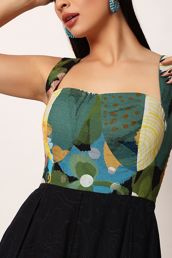 Multi-Colored Cotton Floral Printed A-Line Summer Dress by RUHR INDIA at Pernia's Pop Up Shop