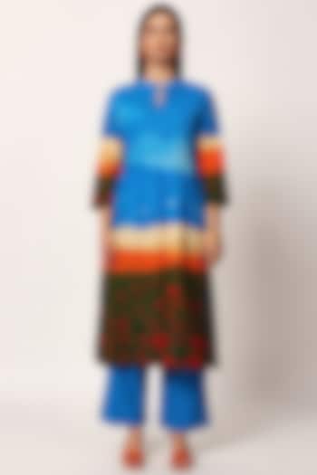 Multi-Colored Cotton Printed A-Line Kurta Set by RUHR INDIA at Pernia's Pop Up Shop