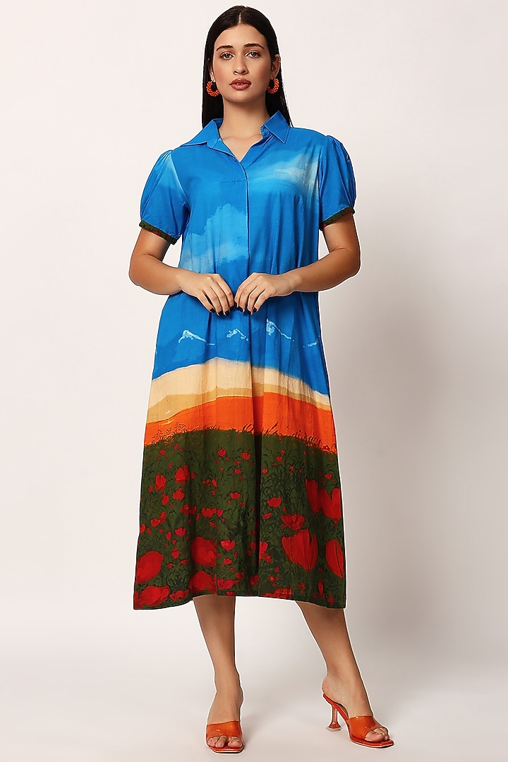 Multi-Colored Cotton Printed Summer Dress by RUHR INDIA at Pernia's Pop Up Shop