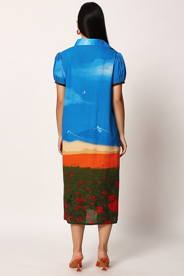 Multi-Colored Cotton Printed Summer Dress by RUHR INDIA at Pernia's Pop Up Shop