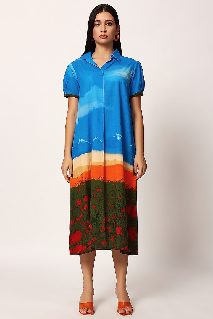 Multi-Colored Cotton Printed Summer Dress by RUHR INDIA at Pernia's Pop Up Shop