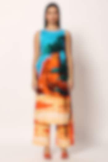 Multi-Colored Cotton Printed A-Line Kurta Set by RUHR INDIA at Pernia's Pop Up Shop