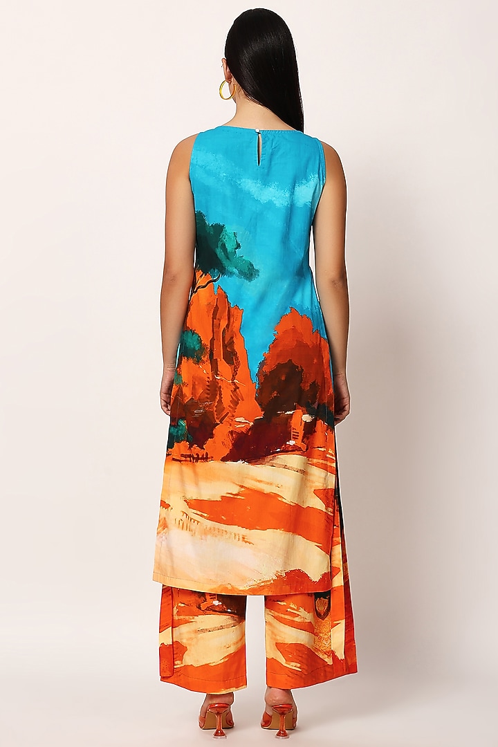 Multi-Colored Cotton Printed A-Line Kurta Set by RUHR INDIA at Pernia's Pop Up Shop