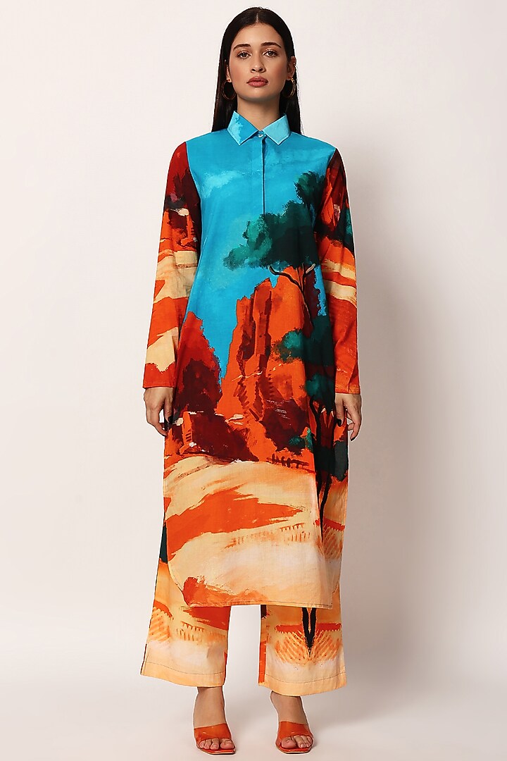 Multi-Colored Cotton Printed Co-Ord Set by RUHR INDIA at Pernia's Pop Up Shop