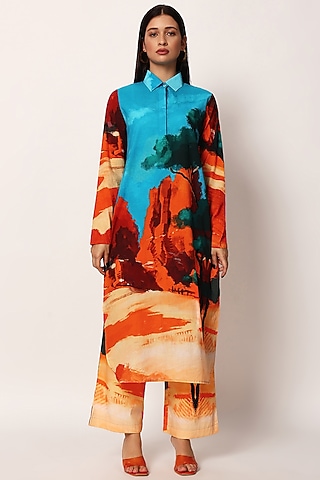 Multi-Colored Cotton Printed Co-Ord Set by RUHR INDIA