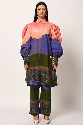 Multi-Colored Cotton Printed Kurta Set by RUHR INDIA