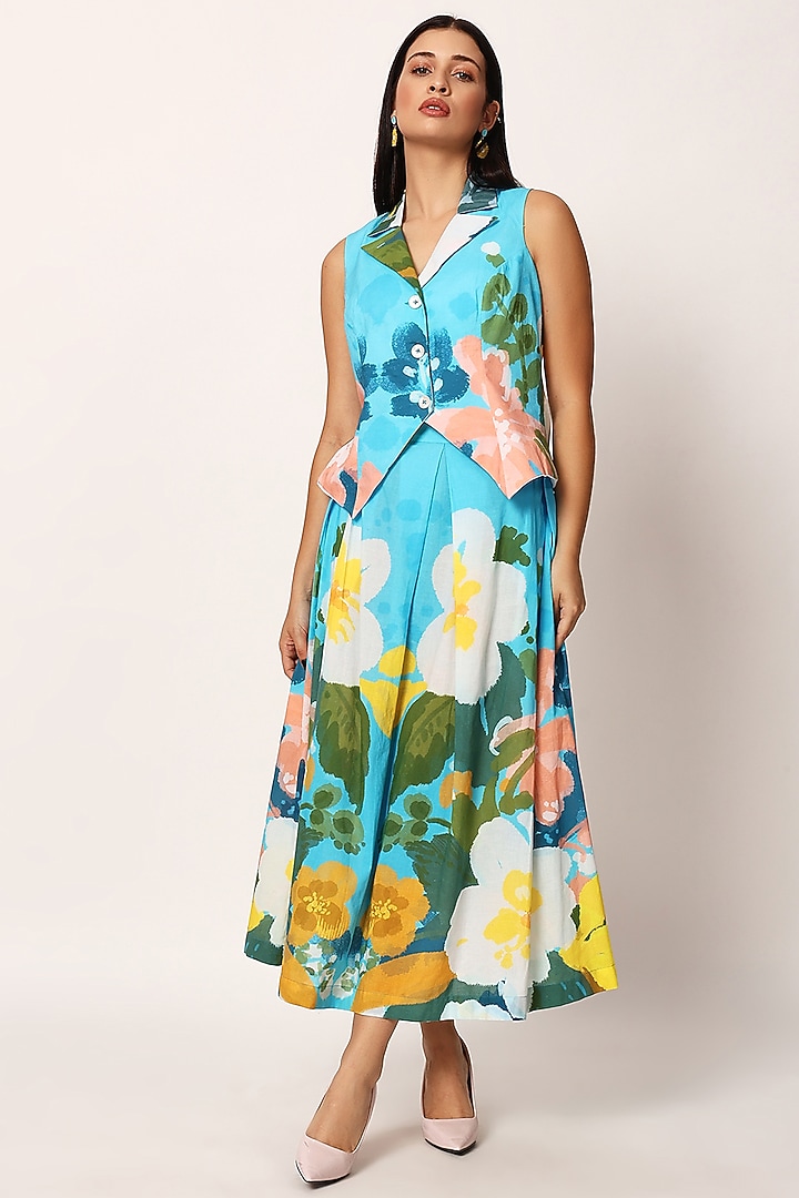 Multi-Colored Cotton Printed Skirt Set by RUHR INDIA at Pernia's Pop Up Shop